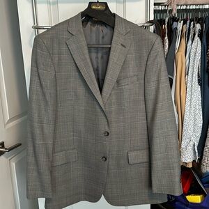 Brooks Brothers Gray Plaid Vitale Barberis Canonico Italian Wool Suit Jacket 44R